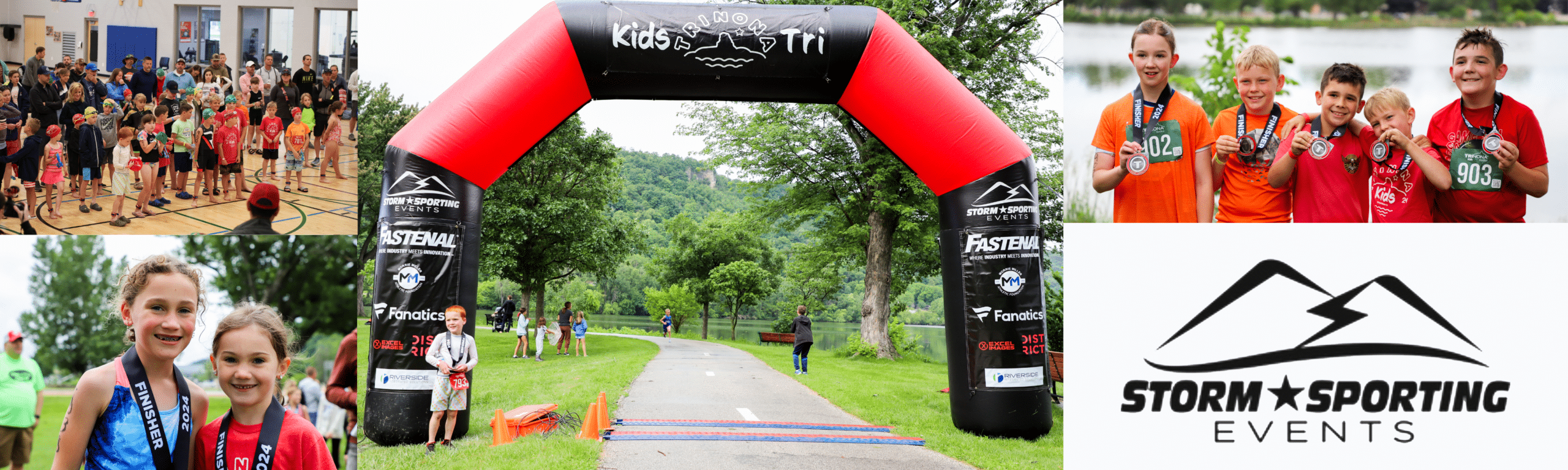 collage of race day participants